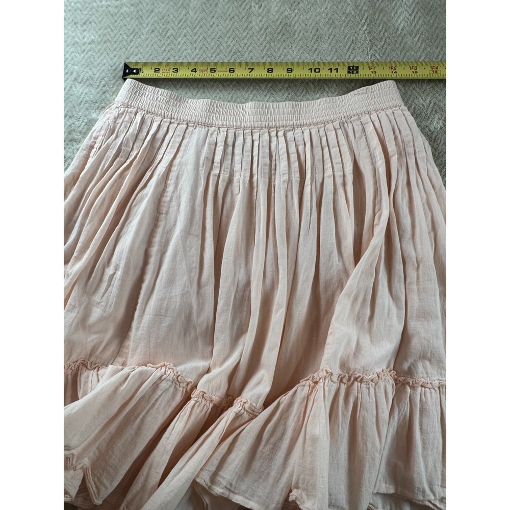 Gap Mini Skirt Womens XS Pink Cotton Elastic Waist Ruffle Pull On Classic - Picture 9 of 11